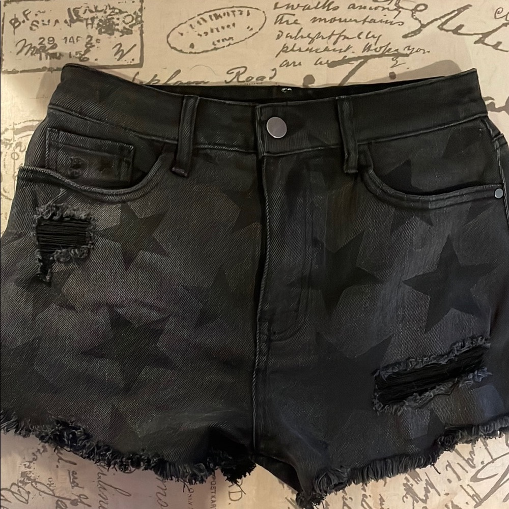 Material Girl Black Distressed Jean Shorts